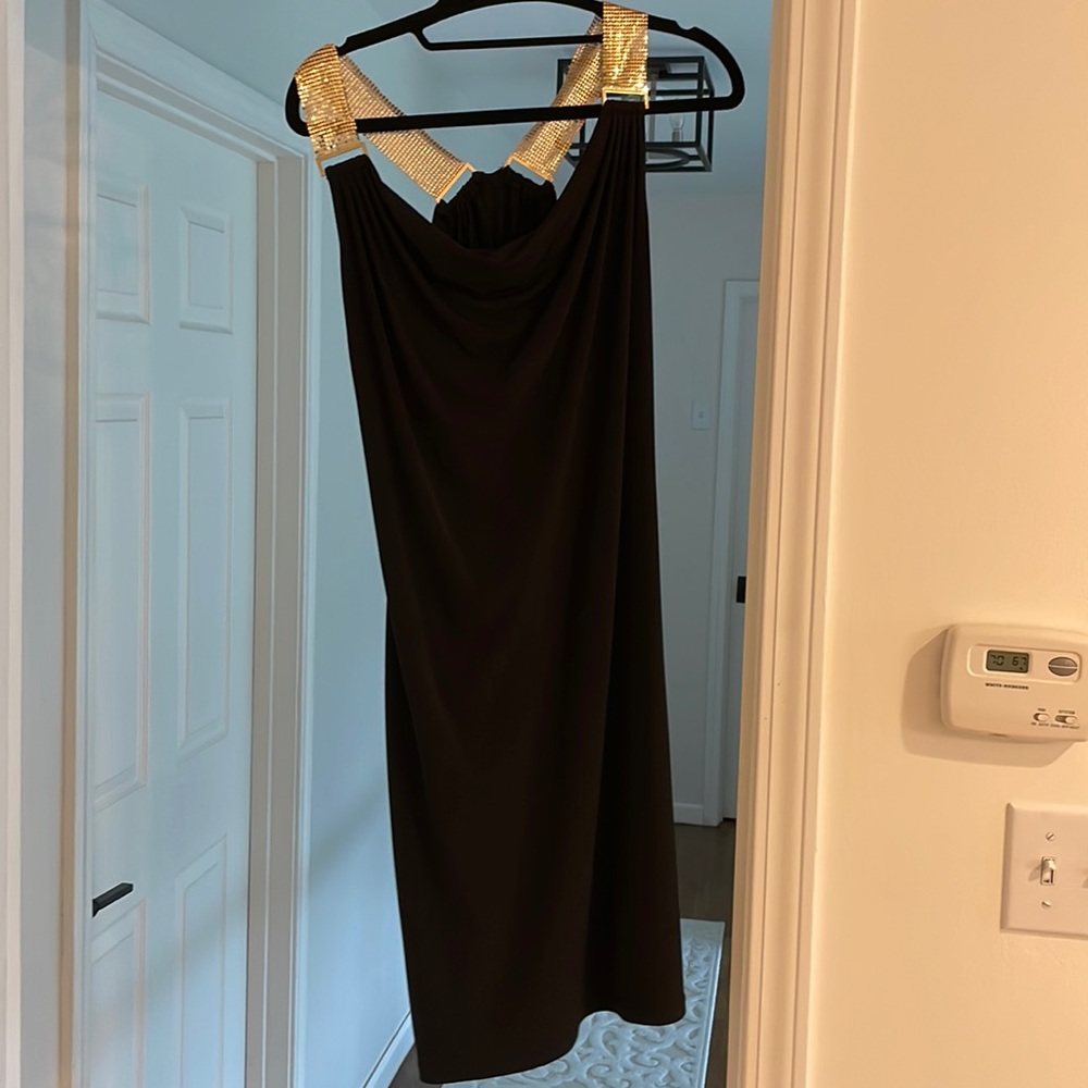 Michael Kors black dress with gold accent straps
